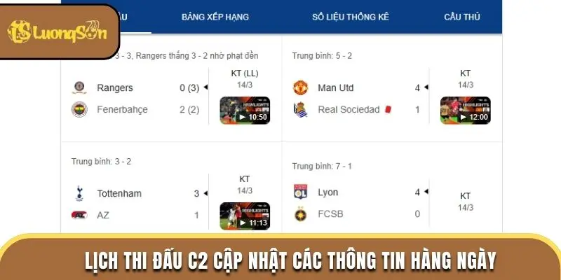 Lịch thi đấu C2 cập nhật các thông tin hàng ngày