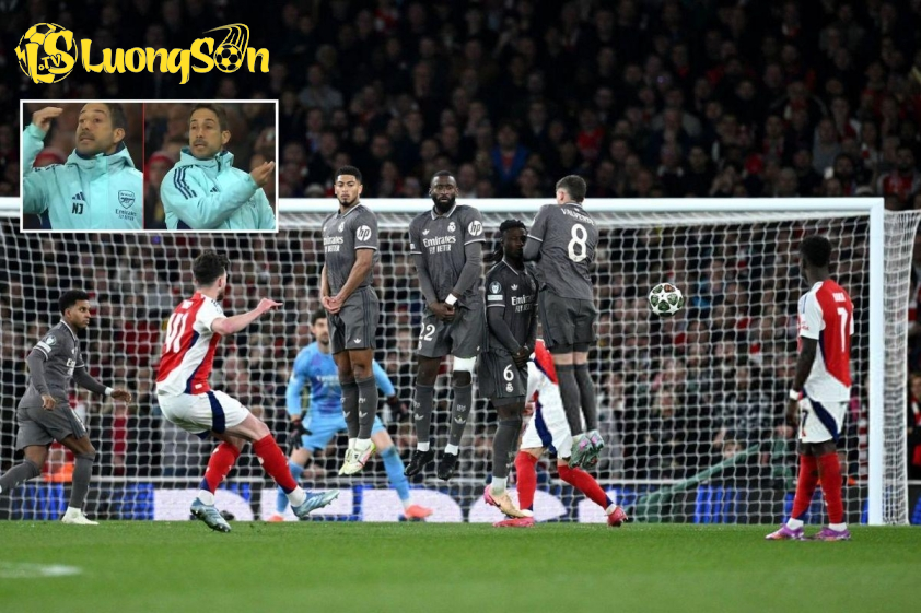 Cú đúp bàn thắng từ đá phạt của Rice mang lại lợi thế lớn cho Arsenal.